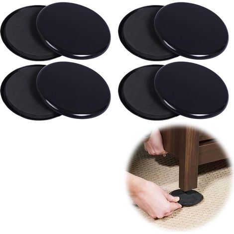 8PCS 9 CM Réutilisables Patins Glisseurs pour Sols Durs,Patins pour Meubles-Patin Meuble Patin MeubleMeubles et Moquettepour Meuble Lourd-Déplace Meubles-Glisseurs pour Planchers en Bois Noir (1/5)