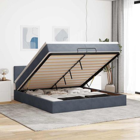 Ottoman-Bett mit Matratze Dunkelgrau 200x200 cm Samt (1/5)