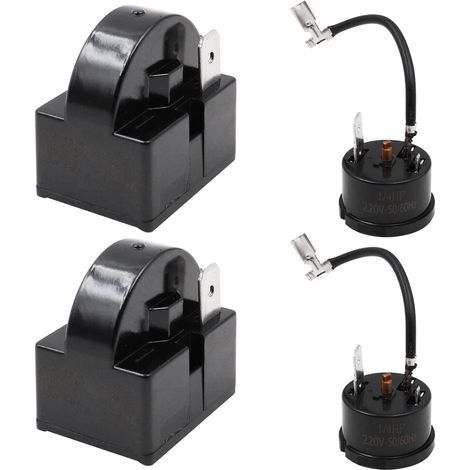Lot de 2 relais de démarrage de compresseur 2 broches 15 Ohm + 2 protecteurs de surcharge de compresseur 1/4 HP pour réparation de réfrigérateur (1/5)
