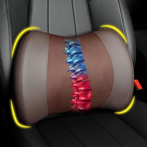 Lumbar Support Cushion Memory Foam Lower Back Pain Relief Lumbar Cushion for Car Office Chair Wheelchair Brown (1/5)