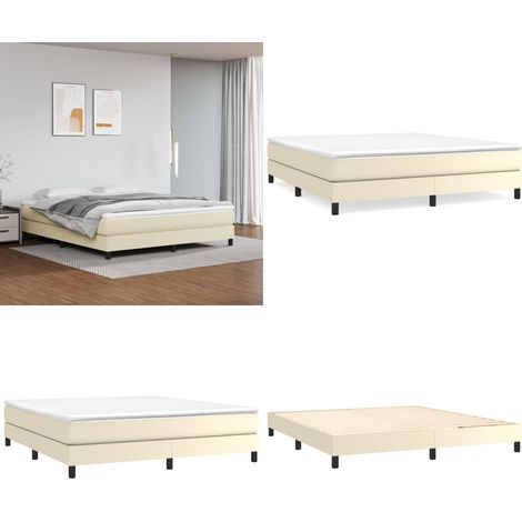 vidaXL Cadre de lit Crème 160x200 cm Similicuir (1/5)