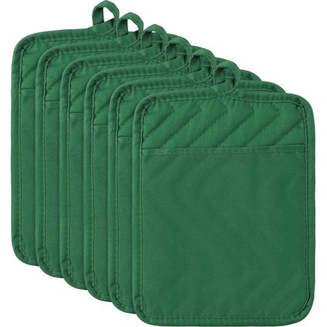 Set de 6 Gants de Four et maniques Coton Maniques BBQ Résistant à Chaleur et Antidérapant Mitaines de Four en Coton Gants Cuisine pour Cuisine Cuisson au Four Grillades, Vert (1/5)