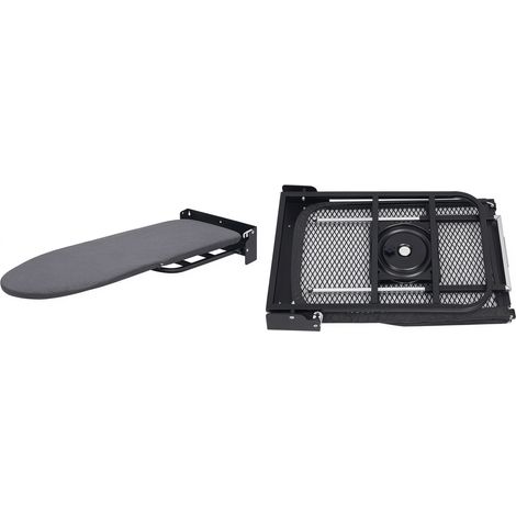 Table à Repasser murale noire, 32 x 93 cm – Planche à repasser pliante avec housse résistante à la chaleur amovible – Pour petite chambre, buanderie et dortoir (1/5)