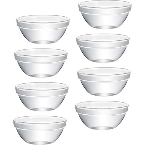 JINFGERNE Lot de 8 mini bols en verre transparent 6 cm pour desserts, sauces, puddings et trempettes, usage maison ou professionnel