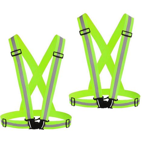 Ensemble de course à pied deux pièces réfléchissant, comprenant un gilet de sécurité ajustable haute visibilité. Idéal pour le vélo de nuit, la marche, le jogging et les promenades avec votre chien. (1/5)