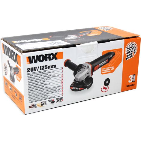 WORX WX803.9 Akku-Winkelschleifer Solo 125mm 20V Max"-"176211555 (1/2)