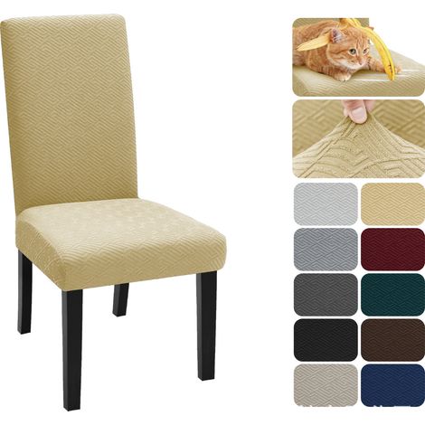 Housse De Chaise 4 Pièces, Housse Chaise Salle À Manger Moderne Élastique Beige Clair (1/5)