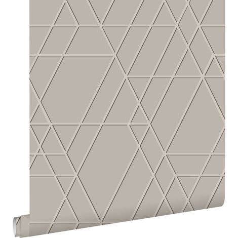 papier peint graphique 3D taupe - ESTAhome (1/5)