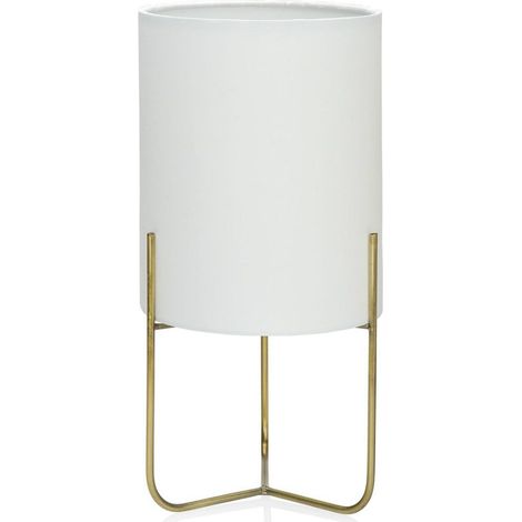 Lampe de table vintage blanche et dorée en tissu et métal - Blanc et doré élégant (1/3)