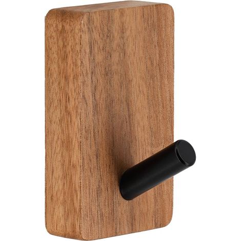 Gancio singolo 3m nero opaco e acacia - acacia - Tendance