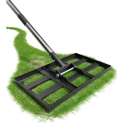 Nivellierrechen 43 x 25 cm, 180 cm Rasennivellierrechen, Edelstahlgriff, zum Nivellieren von Erde, Sand und Rasenflächen in Gärten und auf Golfplätzen – 43 x 25 cm (1/5)