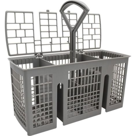(220 x 115 x 90 mm,)Panier à couverts, pour lave vaisselle Siemens Bosch, gris, poignée ronde amovible, compartiment à couverts pour de nombreux lave (1/5)