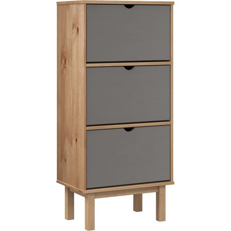 Zapatero zapatero mueble almacenaje entrada recibidor salón y 3 cajones madera pino gris 020022036 (1/5)