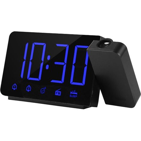 (Blu-ray) 180 Degree Projector, Radio Projection Alarm Clock, LED Display Electronic Clock, Projection Digital Alarm Clock, USB Power Supply