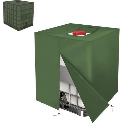 Housse de Protection pour Réservoir d'eau IBC 1000 L – Bâche Imperméable Anti-UV en 210D avec Fermeture Éclair – Couverture Résistante pour Cuve Eau de Pluie, 120x100x116 cm (Vert) (1/5)