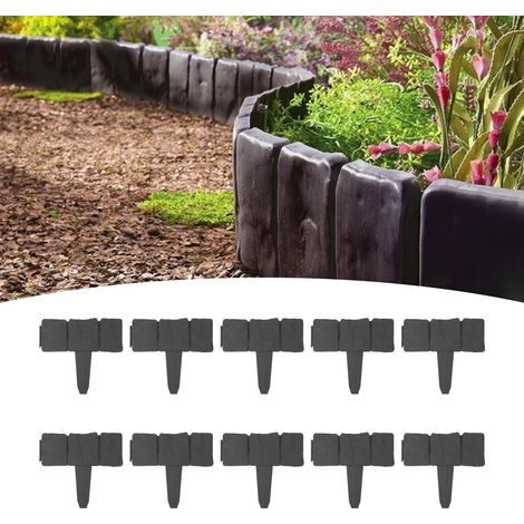 Bordes de jardín con aspecto de piedra (10 unidades) – Bordes de jardín para macizos de flores y césped con aspecto de piedra, fáciles de instalar, fabricados en plástico resistente, tamaño 25 x 23 cm (1/5)