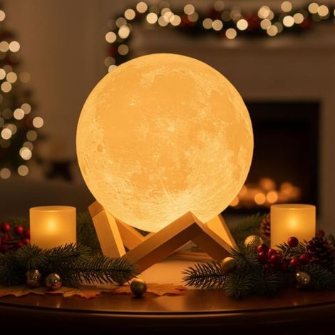 Grande lampe lune - pour chambres et maisons, rechargeable, à intensité variable par simple pression - 1 pièce, 6 cm de diamètre (1/5)