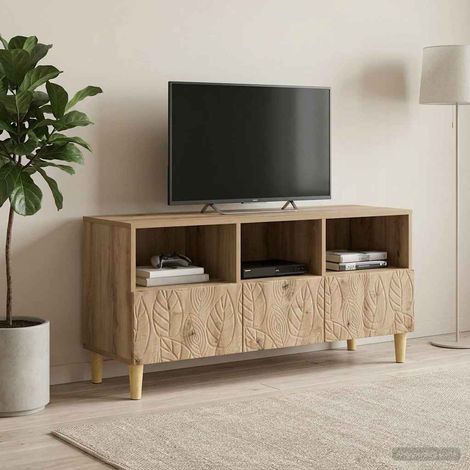 Meuble TV 3 tiroirs 102 x 34,5 x 50 cm, bois d’ingénierie, chêne artisanal, style vintage - PANGIVO (1/5)