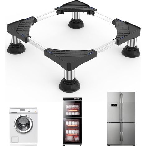 Base de réfrigérateur, base à ventouse réglable, hauteur 12-15 cm, capacité de charge 300 kg, convient aux lave-vaisselle, congélateurs et armoires (largeur : 30-60 cm). (1/5)