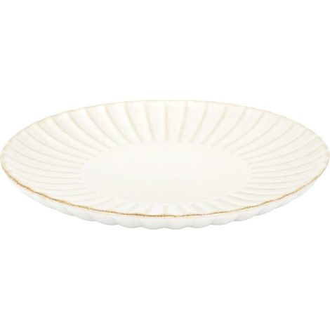 Assiette Élégante en Céramique Design Strié 21,7 cm Beige (1/5)