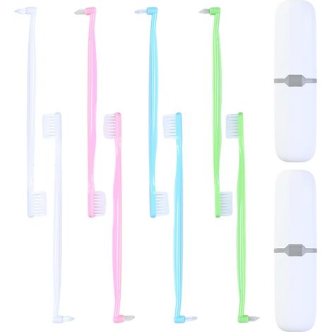 8 Pack Double Sided Orthodontic Toothbrush with Soft Bristles - Dental Appliance Brushes and Effective Detail Cleaning, with 2 Carrying Case (1/5)