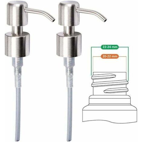 Pompe distributeur de savon de rechange inox 24 mm brossé Haute qualité, 2 pièces (1/4)