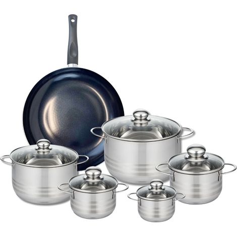 Ensemble de 1 Poêle de cuisson 32 cm et 5 faitouts 12, 14, 16, 20 et 24 cm Elo Prima Brillant (1/5)