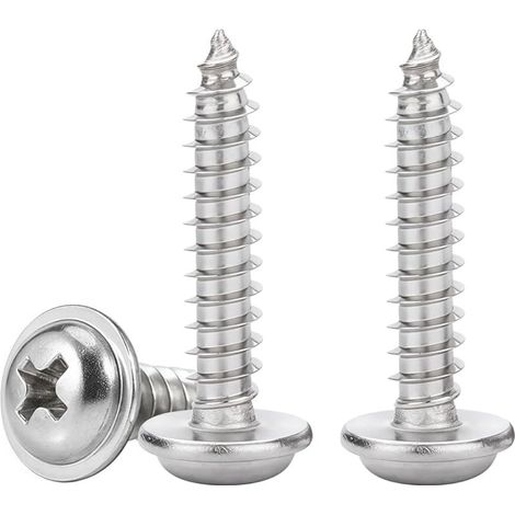 Vis a Bois en Inox M5x20mm Vis Autotaraudeuses à TêTe Ronde Avec Rondelles Cruciformes à Bois, EntièRement Fileté, 50 Pièces (1/5)