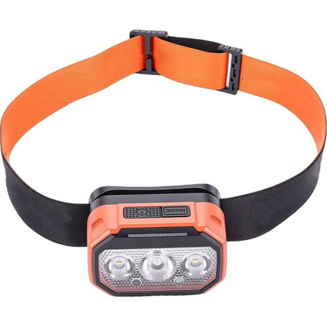 Lampe Frontale à LED Rechargeable à intensité Variable avec Câble de Type C pour le Camping, la Randonnée, la Pêche, les Activités de Plein Air, Angle de Lumière Réglable à 45
