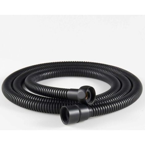 Tubo doccia in acciaio inox, anti-attorcigliamento, antideflagrante, con raccordi in ottone. Nero opaco.