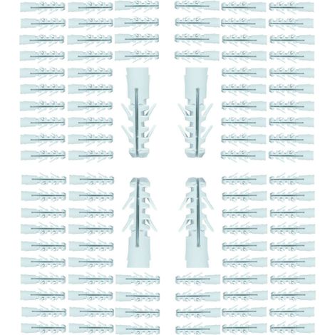 100x Cheville à expansion classique universelle pour matériaux solides en nylon PA6 sans collerette Mur Plafond Béton Plâtre Multifonction Vis Visserie Fixation, 6 x 30mm