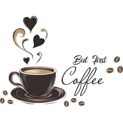 2er-Set selbstklebende Kaffee-Wandaufkleber, Kaffee-Wandaufkleber, DIY wasserdichte Wandaufkleber für Küche, Cafés, Büros, Wohnzimmer und Esszimmer.