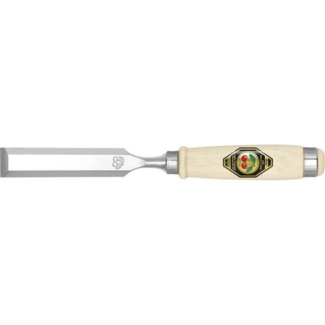 scalpello da intaglio con lama da 40 mm in acciaio con manico in faggio bianco, forma Ulmer