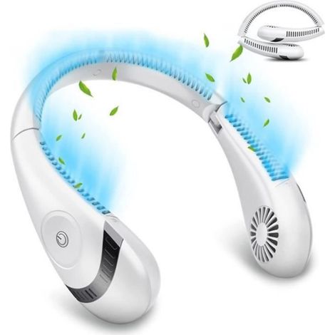 Ventilateur De Cou - Sans Pales - Batterie 5000 MAh - 3 Vitesses - Flux Air 360° - Portable Pliable - 1 Pièce (1/4)