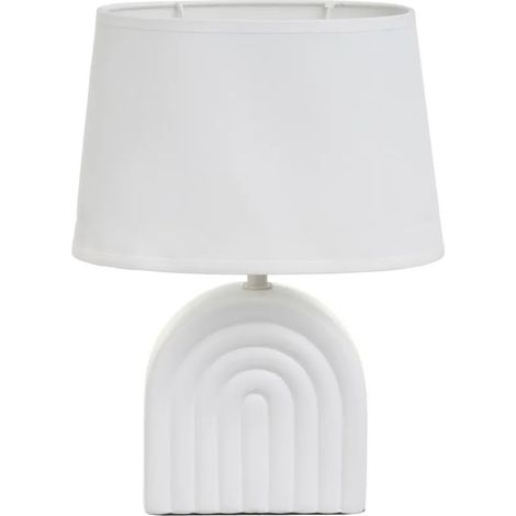 Weiße Keramik-Stehlampe mit einem 31 cm großen Lampenschirm