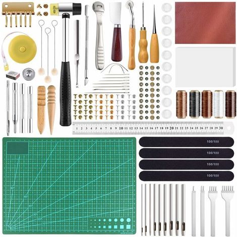 58 Pcs Leather Craft Tools DIY Leather Sewing Tools for Hand Sewing Leather Craft DIY Tool (Tools) (1/5)