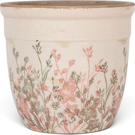 Pot de fleurs céramique beige 18x18x17cm (1/4)