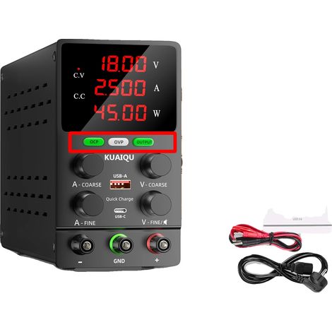 Fuente de alimentación, voltaje ajustable, protección contra sobrecarga, 30 V 10 A OCP-OVP, enchufe europeo de 220 V. (1/2)