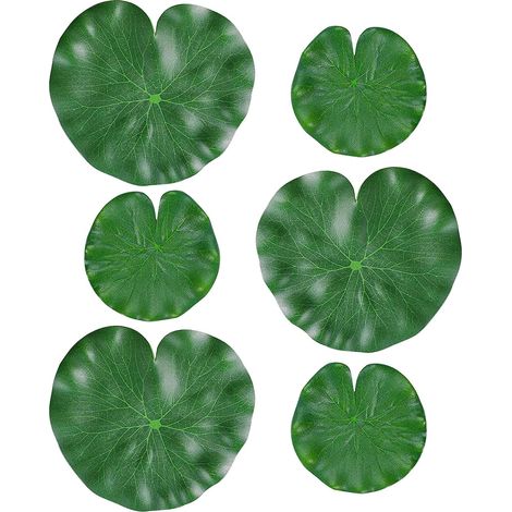 Hojas de lirio de agua artificiales, 6 hojas de loto flotantes para estanque, hojas de lirio de agua flotantes, hojas de loto realistas para jardín, estanques, piscina, acuario, decoración de paisajes (1/5)