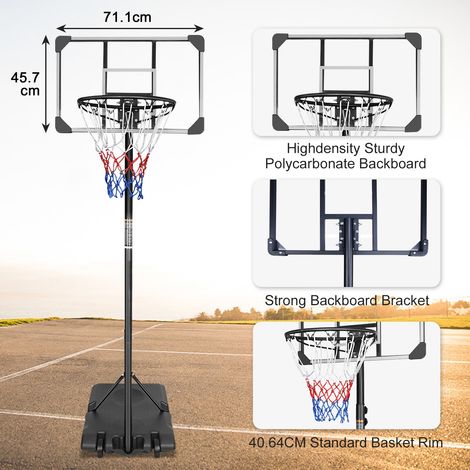 Panneau de basket mobile, panier réglable de 170 à 213 cm, avec roulettes, pour usage intérieur/extérieur, idéal jeunes et adultes. (1/5)