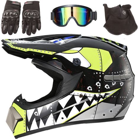 Eosnow Motocross Helm Full Face Off Road Elektro Dirt Bike Motorrad Mountain mit Schutzbrille Handschuhe Abdeckung