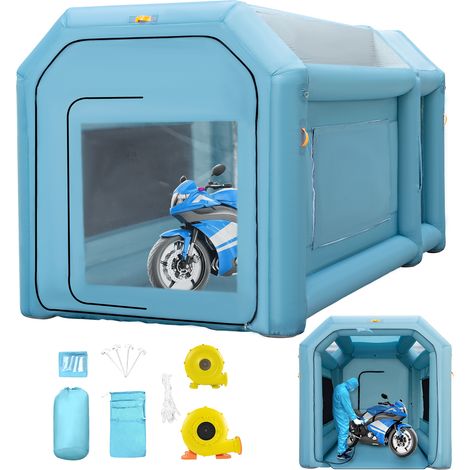Mophorn Cabina di verniciatura gonfiabile portatile 13 x 8 x 8 piedi, tenda di verniciatura per auto con sistema di filtraggio dellaria e 2 soffianti, postazione di verniciatura automatica (1/5)