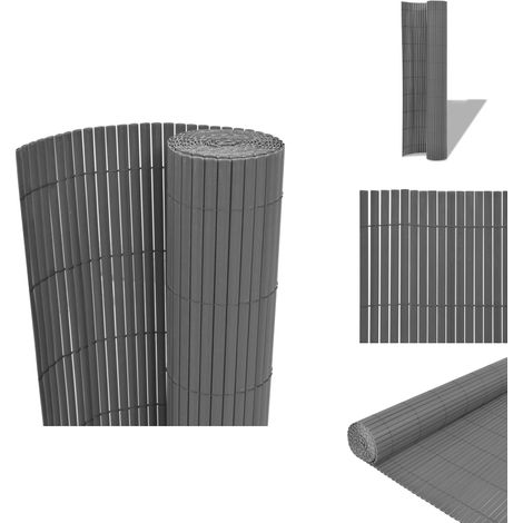Gartenzaun Doppelseitig PVC 90 x 300 cm Grau - Gartenzaun - PVC-Zaun - Sichtschutz - Balkonschutz - Terrassenschutz (1/5)