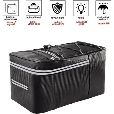 Sacoche arrière de vélo 15 l, étanche, bandes réfléchissantes, fermeture éclair étanche pour le transport d'accessoires de vélo (1/5)