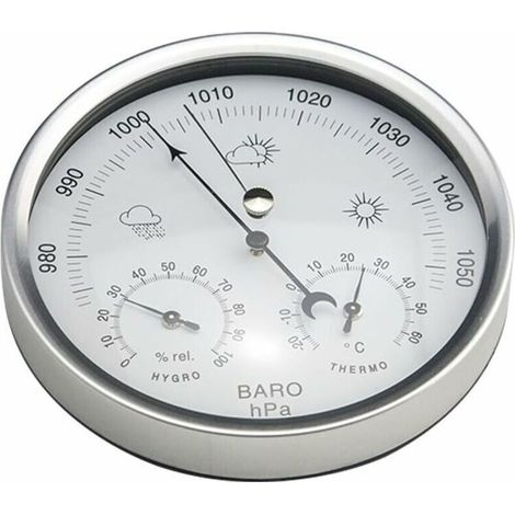 Station météo baromètre à cadran analogique avec thermomètre hygromètre mesures de pression atmosphérique simplicité et facile à lire (1/4)