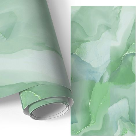 Klebefolie für Möbel - Möbelfolie - Selbstklebende - für Fensterbrett - Küchenschränke - Küchenfronten - Grüne Abstraktion 75x150 cm