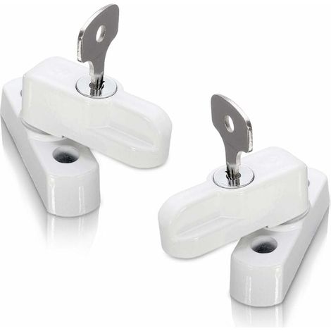Serrature per porte e finestre in PVC, finestre e portefinestre, serrature per telai di porte e finestre con doppi vetri (confezione da 2, bianco) (1/4)