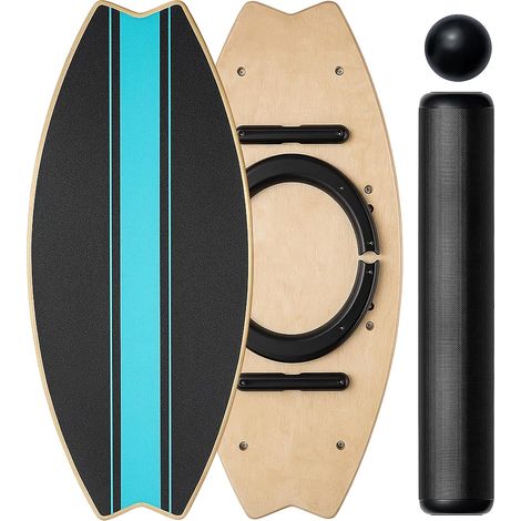 Youyijia Balance Board aus Holz mit 7 Trainingsmodi, Indoor Wackelbrett & Trickboard mit Rolle, Balance Ball, Matte und Halter rutschfest mit seitlichen Anti-Rutsch-Pads, für Kinder & Erwachsene (1/5)