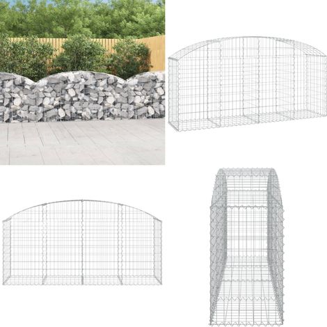Gabione mit Hochbogen 200x50x80/100 cm Verzinktes Eisen - Gabionenkorb - Gabionenwand - Gartendekoration - Gartenzubehör - Zaun - Home & Living (1/5)