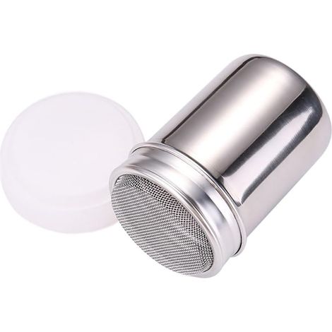 Zuckerstreuer aus Edelstahl, Salz- und Pfefferstreuer aus Metall, mit Deckel und Sieb für Zimt- und Kakaopopcorn (1/4)